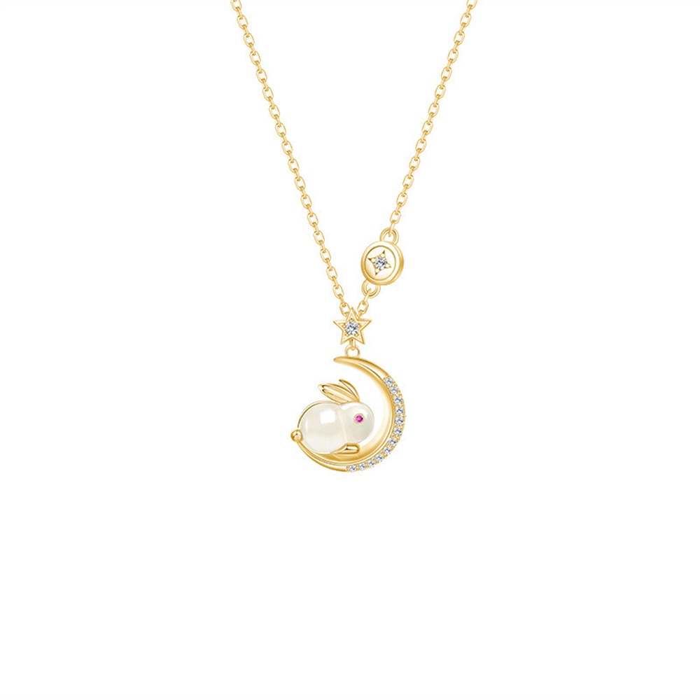 Shining Rabbit Lunar Pendant Necklace