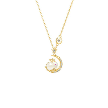 Shining Rabbit Lunar Pendant Necklace