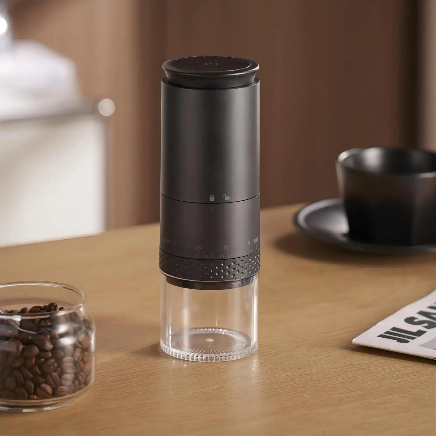 Compact 1500mAh Rechargeable Coffee Bean Grinder - Halri