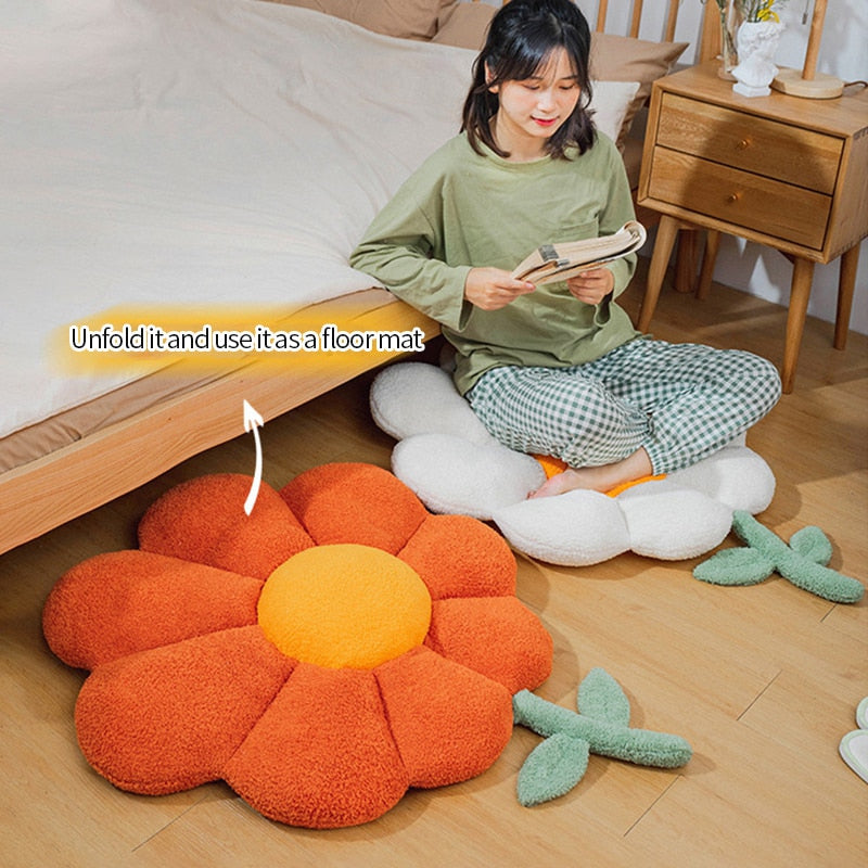 Comfortable Yellow Floral Cushion Pillow - Halri
