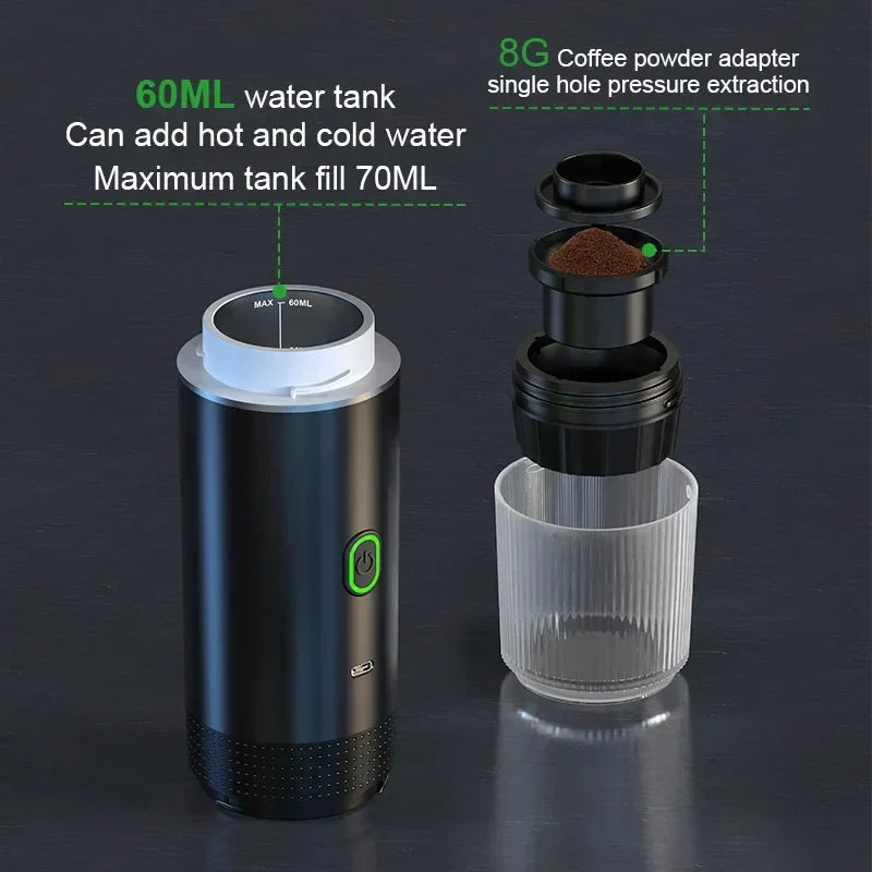 Compact Travel Coffee Maker 3-in-1 Espresso Machine