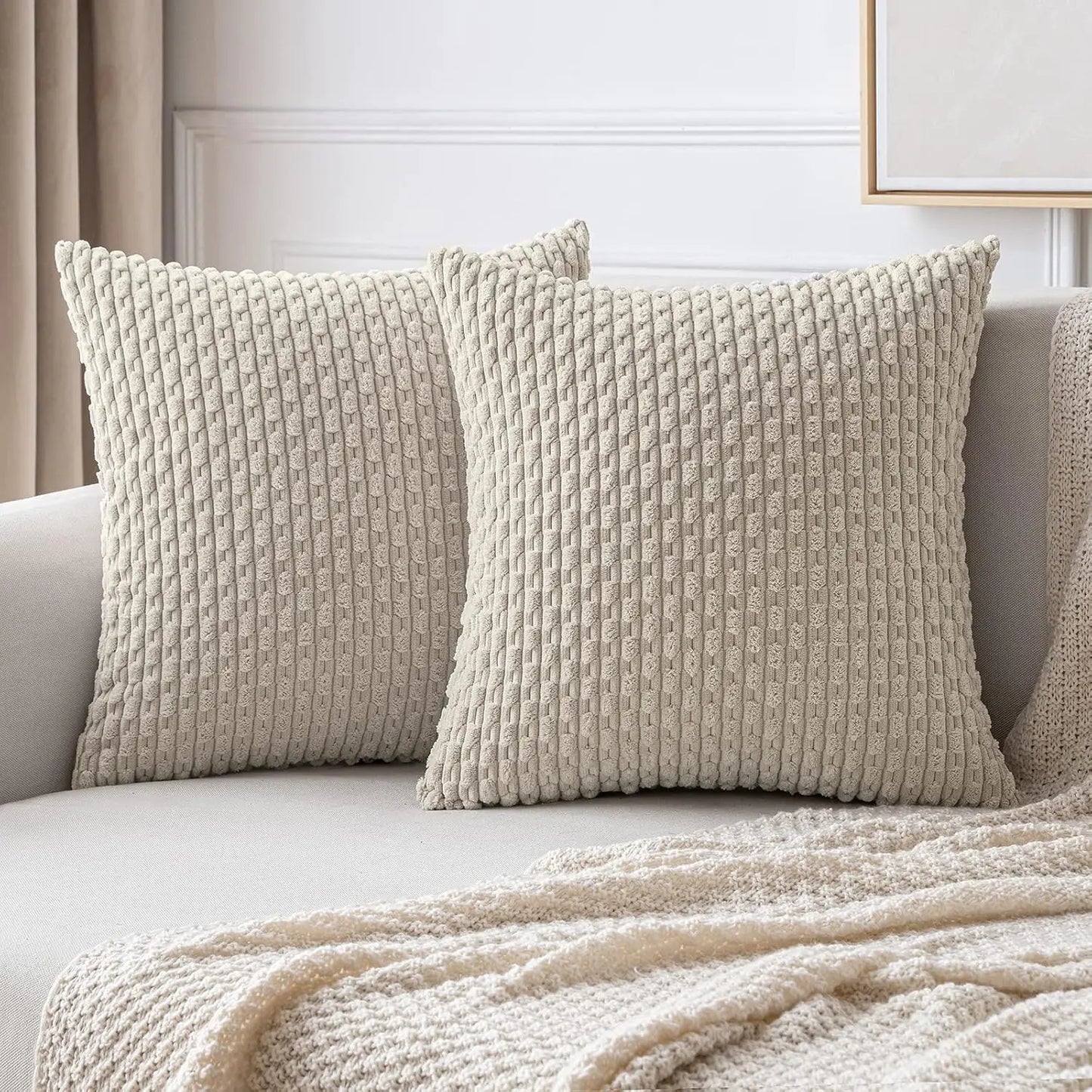 Plush Striped Velvet Cushion in Chic Bohemian Design