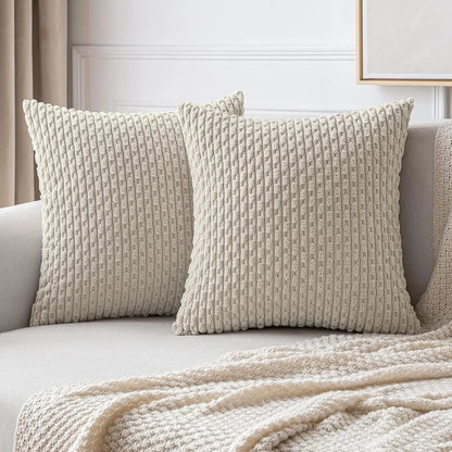 Plush Striped Velvet Cushion in Chic Bohemian Design
