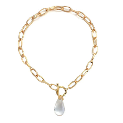 Big Crystal Drop Pendant Necklace - Halri