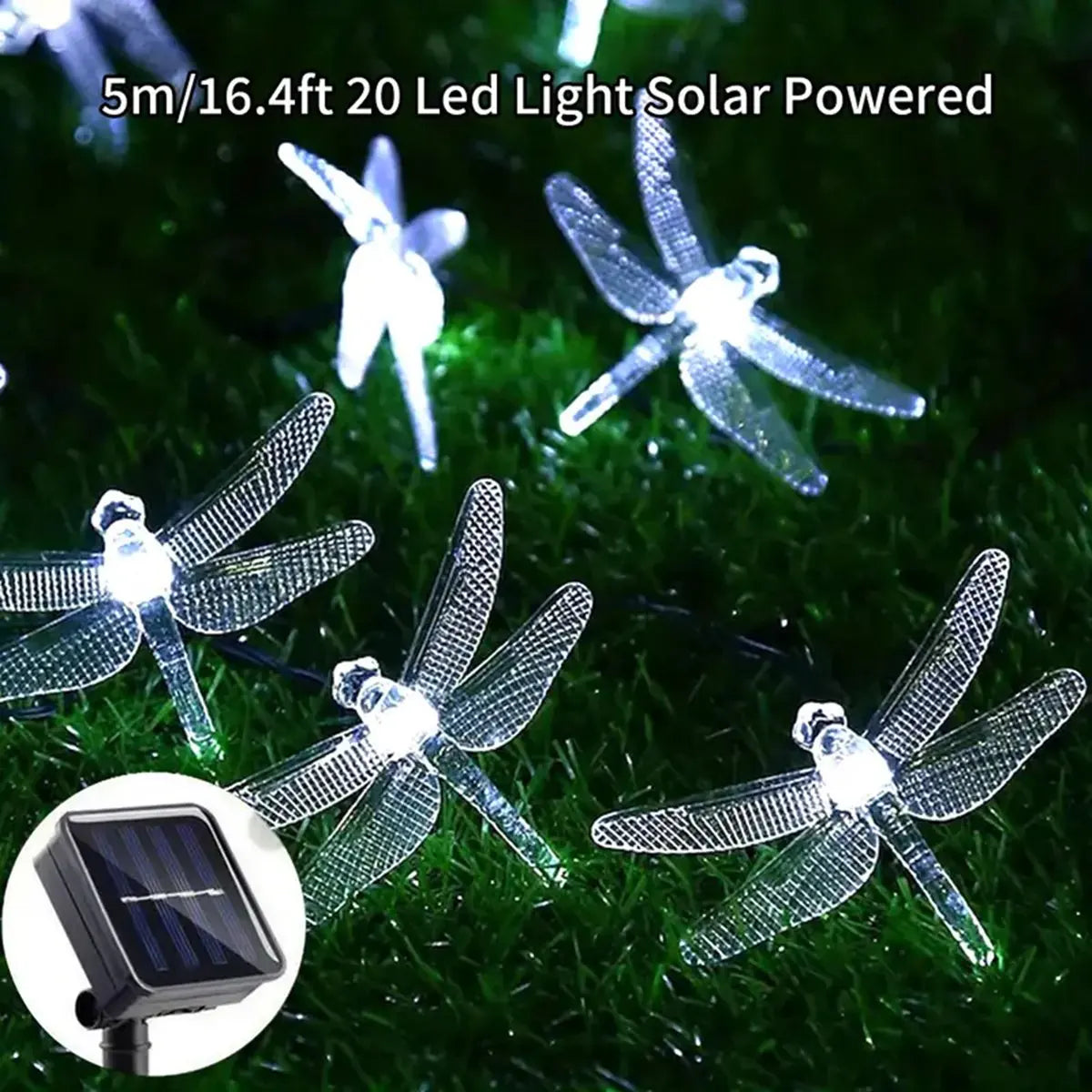Outdoor Solar Dragonfly Fairy Lights 5m