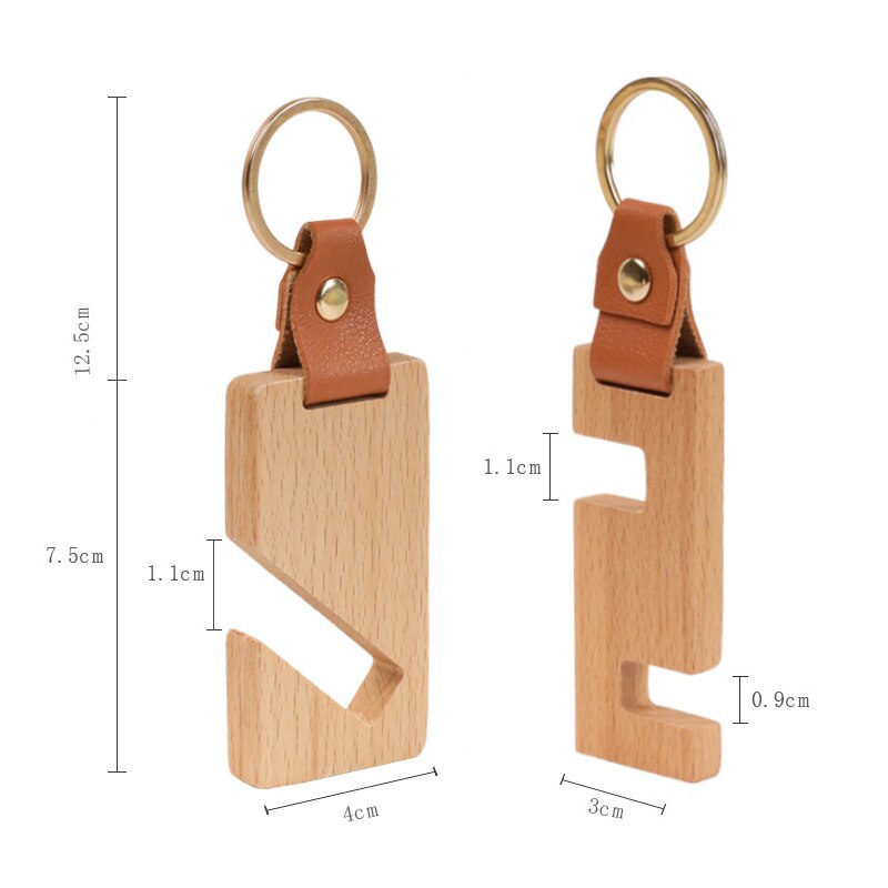 Compact Wooden Phone Keychain Holder