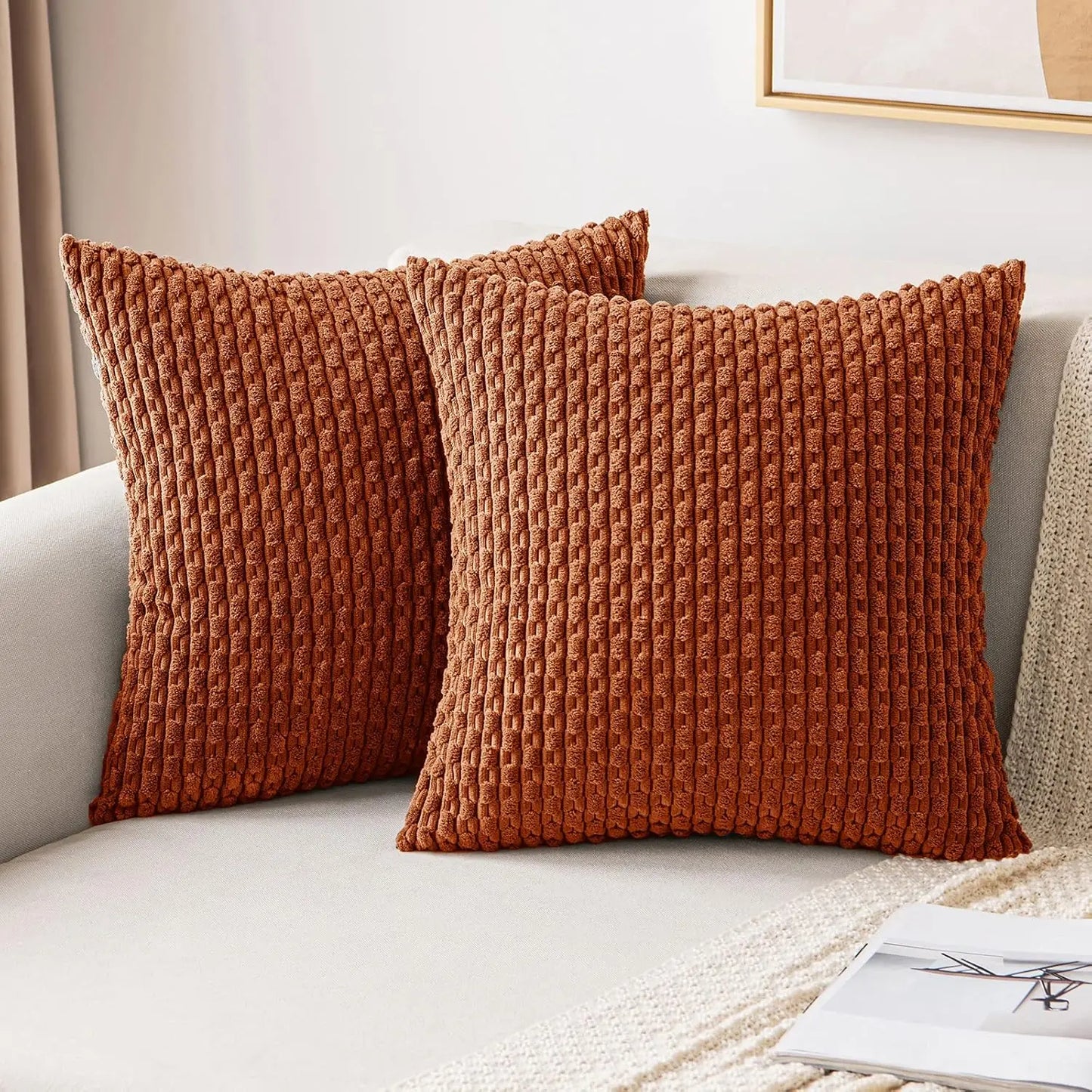Plush Striped Velvet Cushion in Chic Bohemian Design