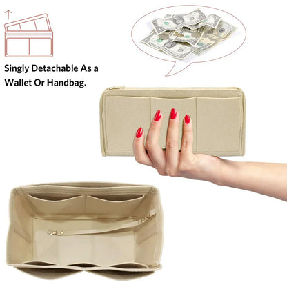 Premium Handbag Organizer Insert with Zipper Pockets - Halri