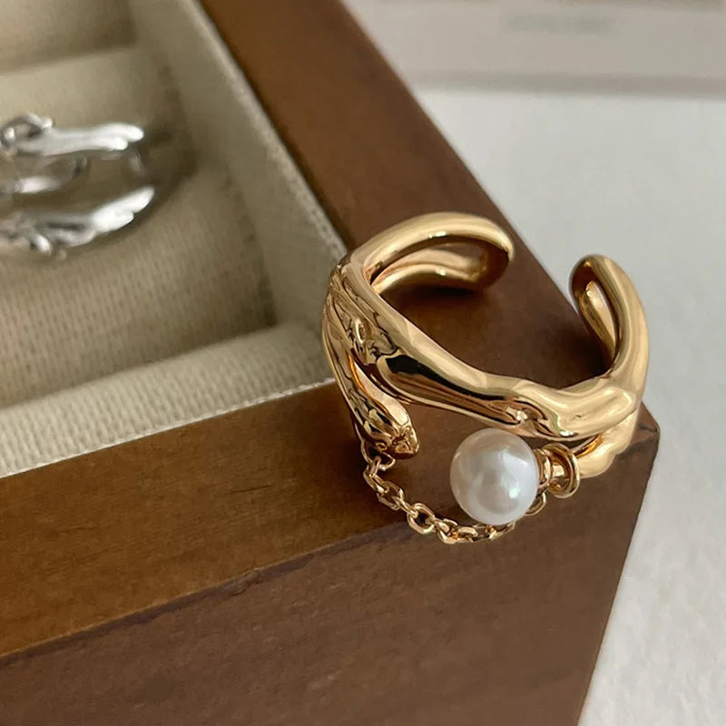 Timeless Sterling Silver Layered Pearl Ring - Halri