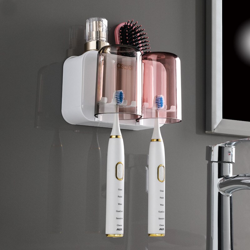 Bathroom Wall Mount Toothbrush Mouthwash Holder
