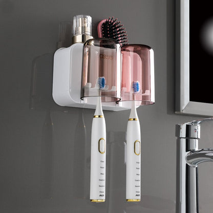 Bathroom Wall Mount Toothbrush Mouthwash Holder