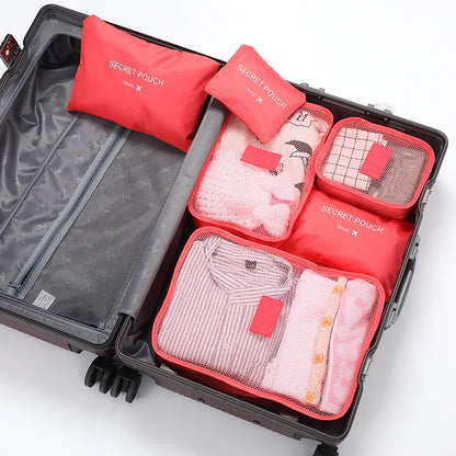 Travel Packing Cube Set 6pc Waterproof Luggage Organiser