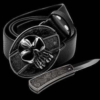 Compact Pocket Knife Leather Belt