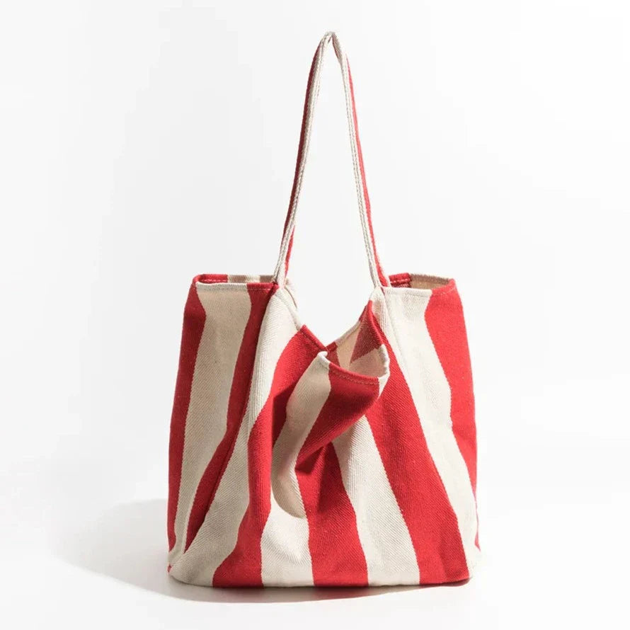 Natural Stripe Cotton Shopping Bag