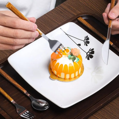 Premium Cutlery Set with Wood Handles