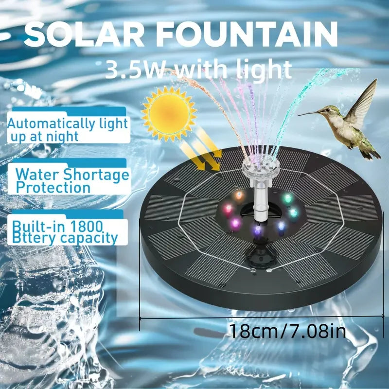 Solar Powered Garden Fountain with RGB Light