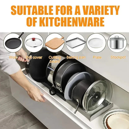 Space Saving Pot Lid Holder with 7 Adjustable Compartments