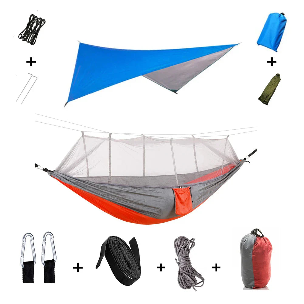 Portable Hammock with Bug Net and Rain Fly