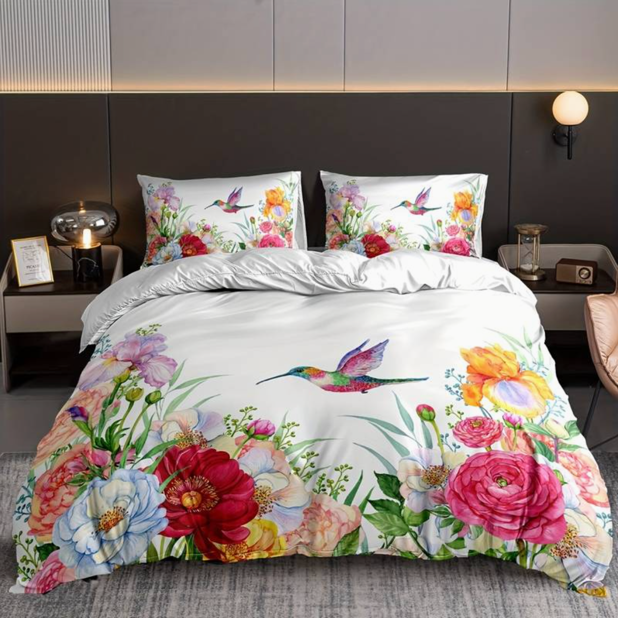 Vibrant Floral Pattern Bedding Set with Pillowcases - Halri