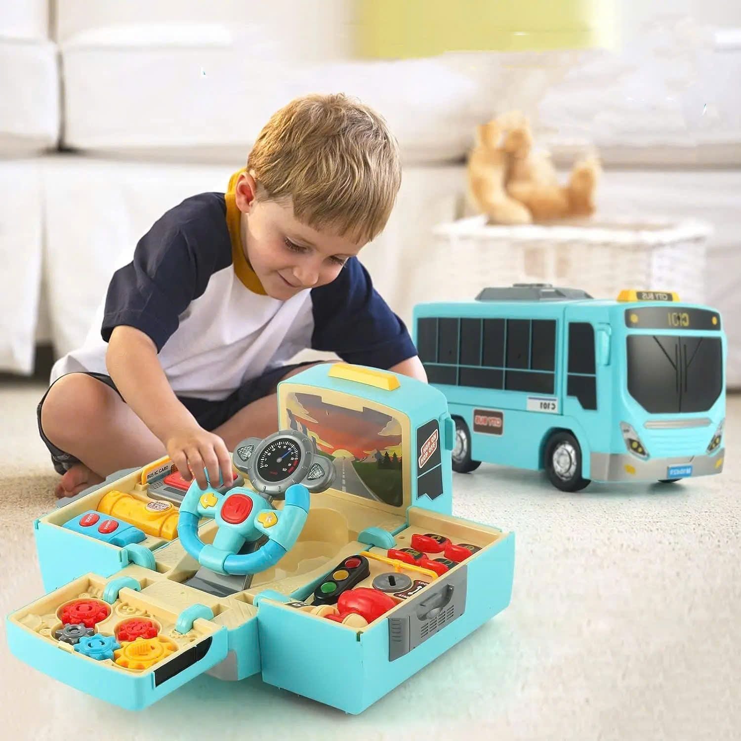 Fun Kids Bus Playset with Lights and Sounds - Halri
