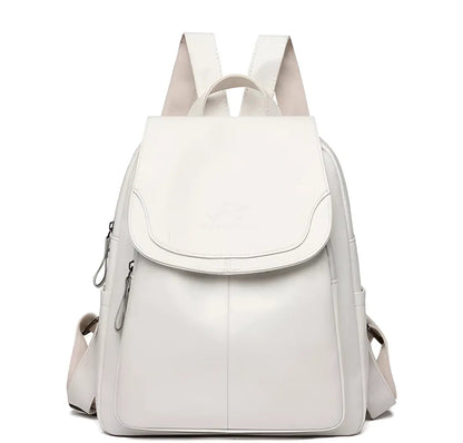Classic Brown Leather Ladies Backpack - Halri