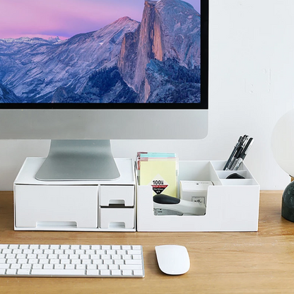 Ergonomic Desk Monitor Riser with Keyboard Tray and Storage - Halri