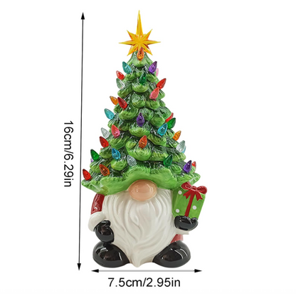 Colorful Ceramic Holiday Tree, Mini Pre Lit Xmas Tree