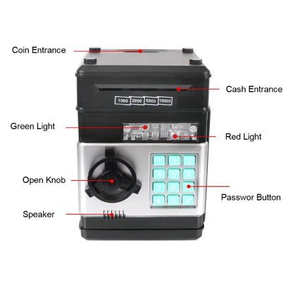 Digital Money Box with Lock and Code for Kids