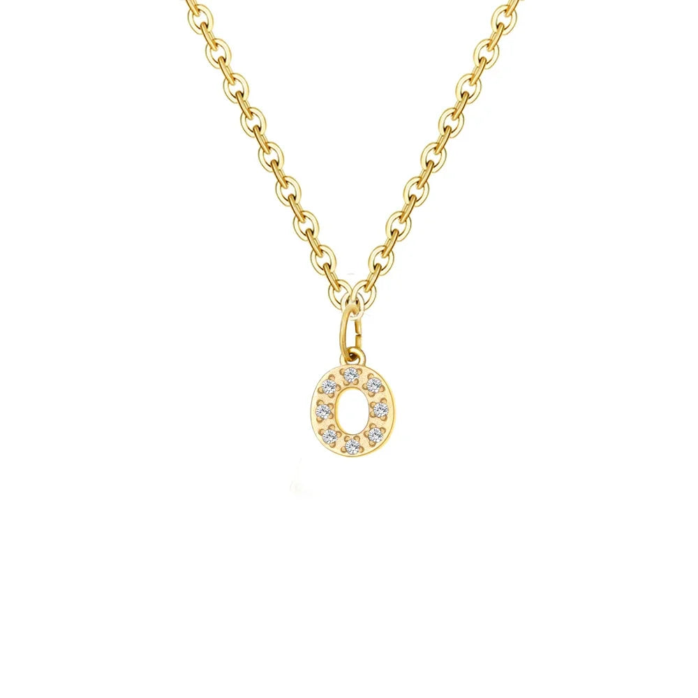 Delicate CZ Initial Pendant Chain Necklace