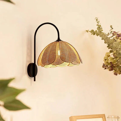 Natural Woven Wall Lamp - Soft Floral Light - Halri