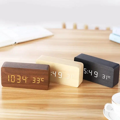 Quiet Wooden LED Table Clock