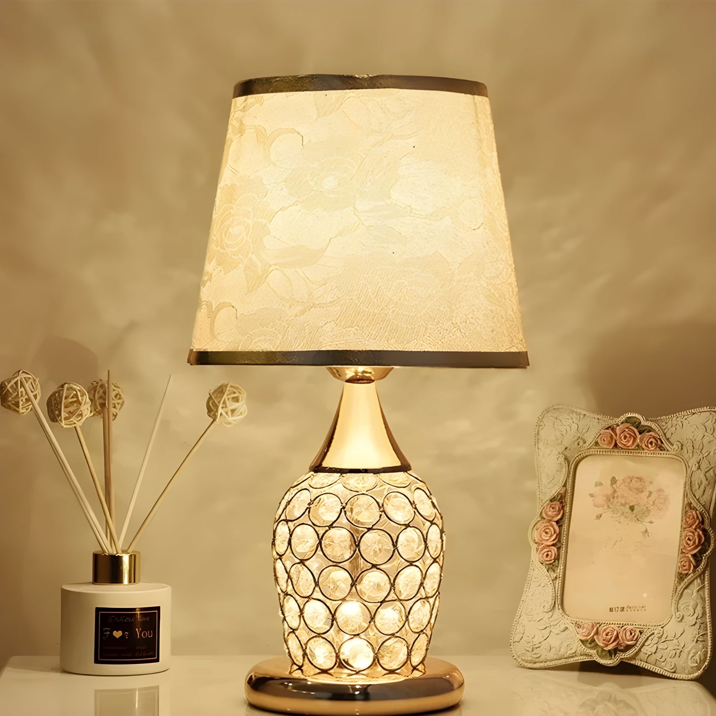 Modern Crystal Glass Table Lamp with LED Touch Light - Halri