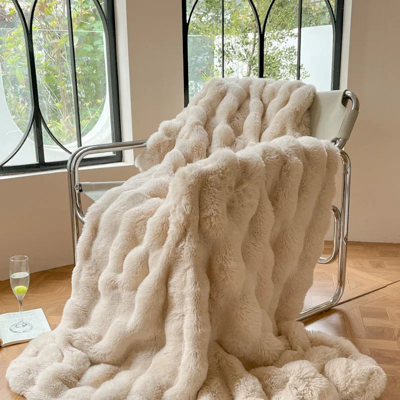 Plush Double Sided Throw Blanket for Home Decor