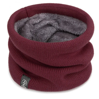 Warm Fleece Lined Knitted Scarf for Men and Women