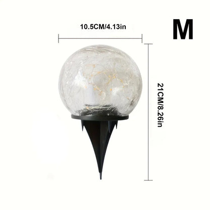 Solar Powered Glass Globe Outdoor Garden Lamp