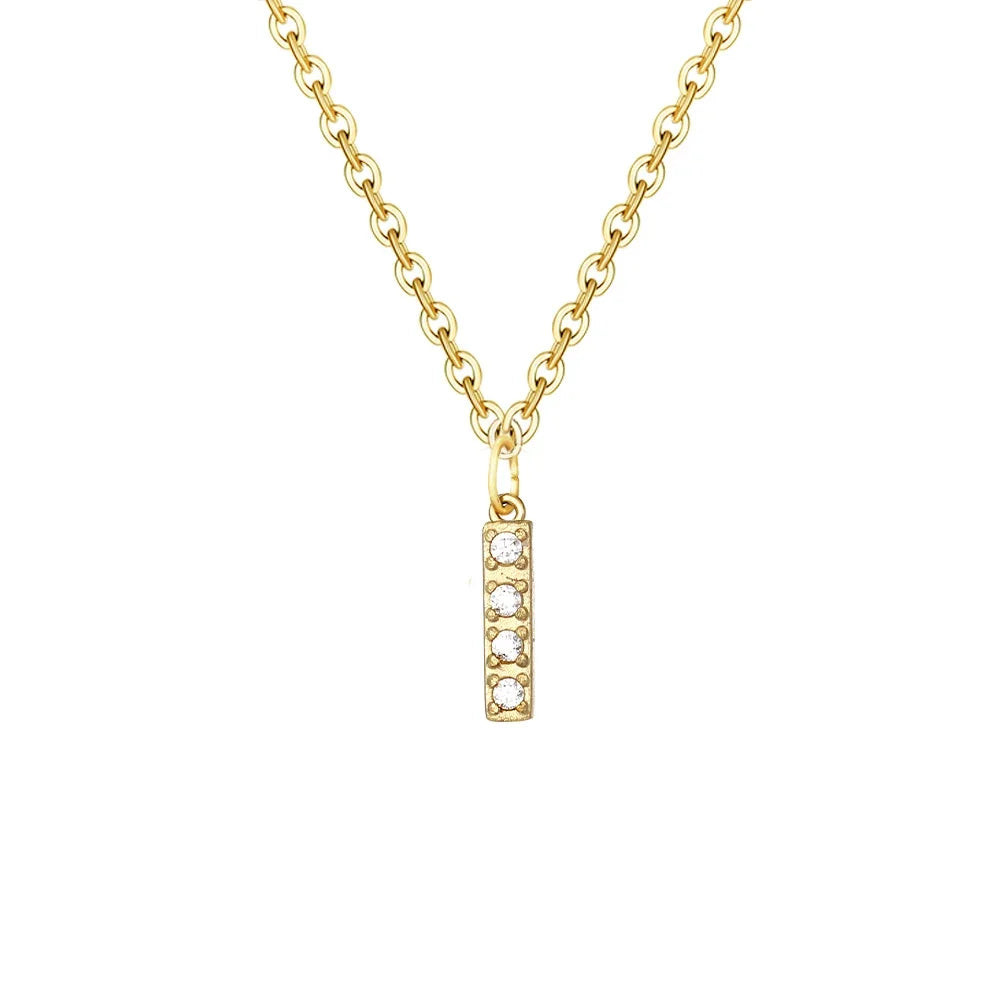 Delicate CZ Initial Pendant Chain Necklace