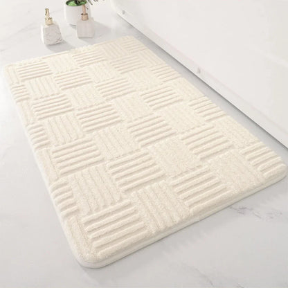 Plush Striped Anti-Slip Bathroom Mat