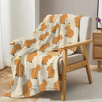Plush Capybara Fleece Throw Blanket