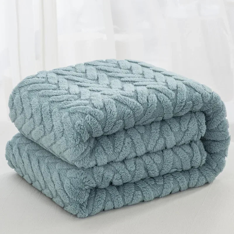 Warm Plush Fleece Blanket for Autumn Winter