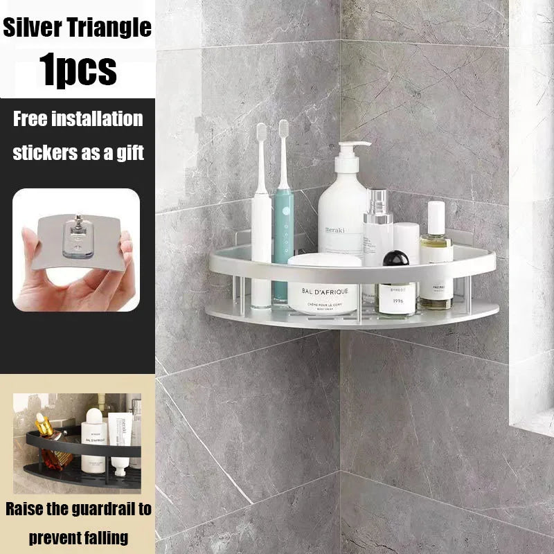 Easy Install Corner Shower Caddy in Aluminum Finish - Halri