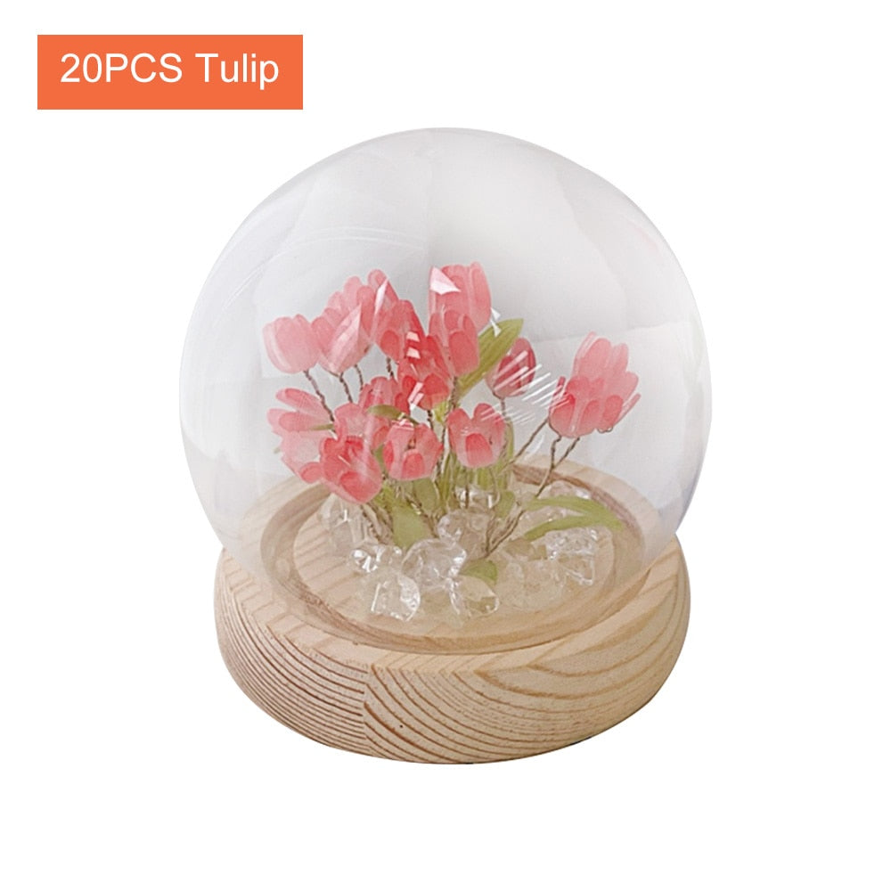 Beautiful Floral Glass Table Lamp