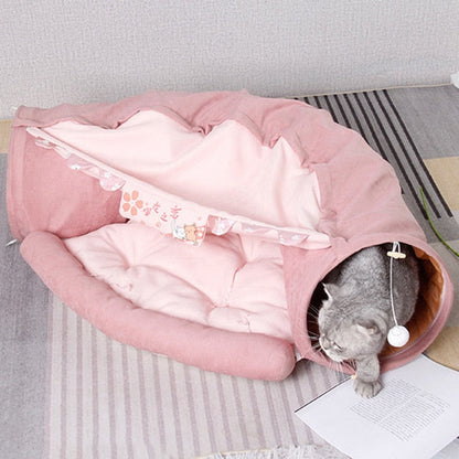 Portable Pet Play Foldable Tunnel House Bed