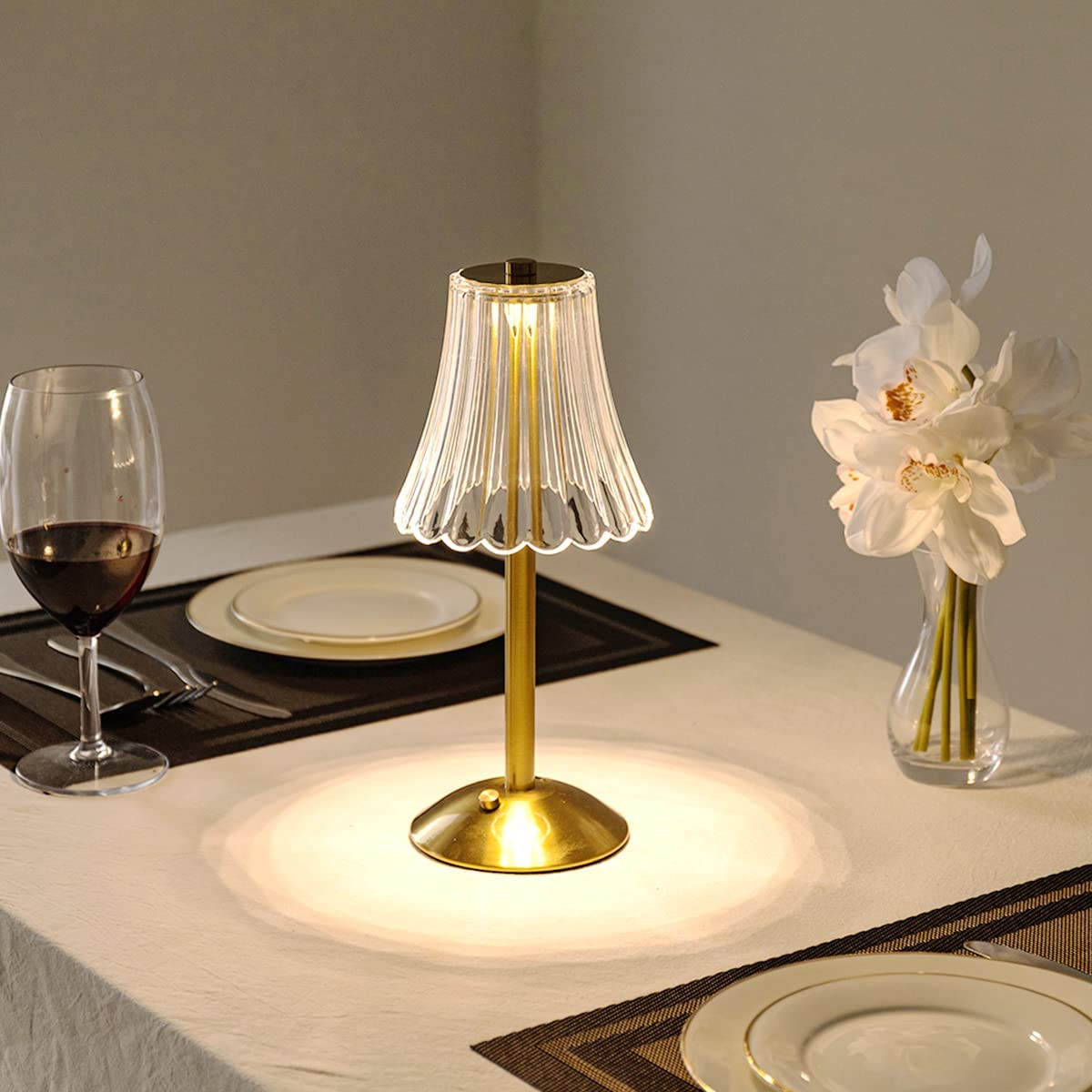 Luxury Glass Table Lamp with Sparkling Crystal Shade
