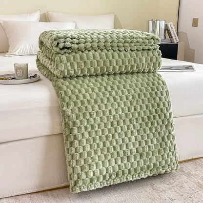 Plush Checked Throw Blanket Soft and Warm for Home