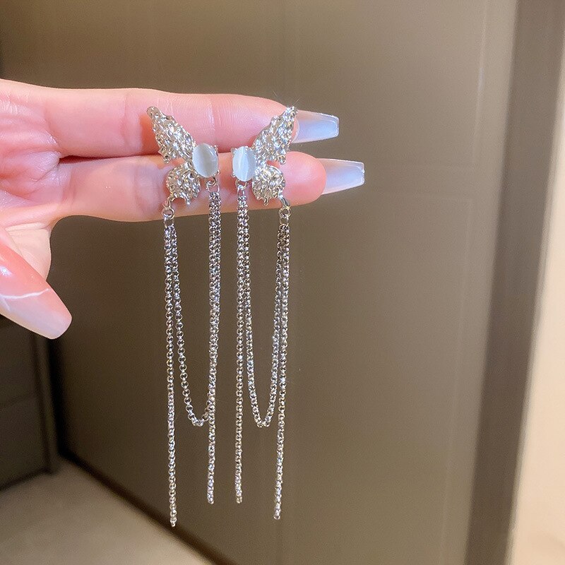 Sparkling Butterfly Zircon Drop Earrings