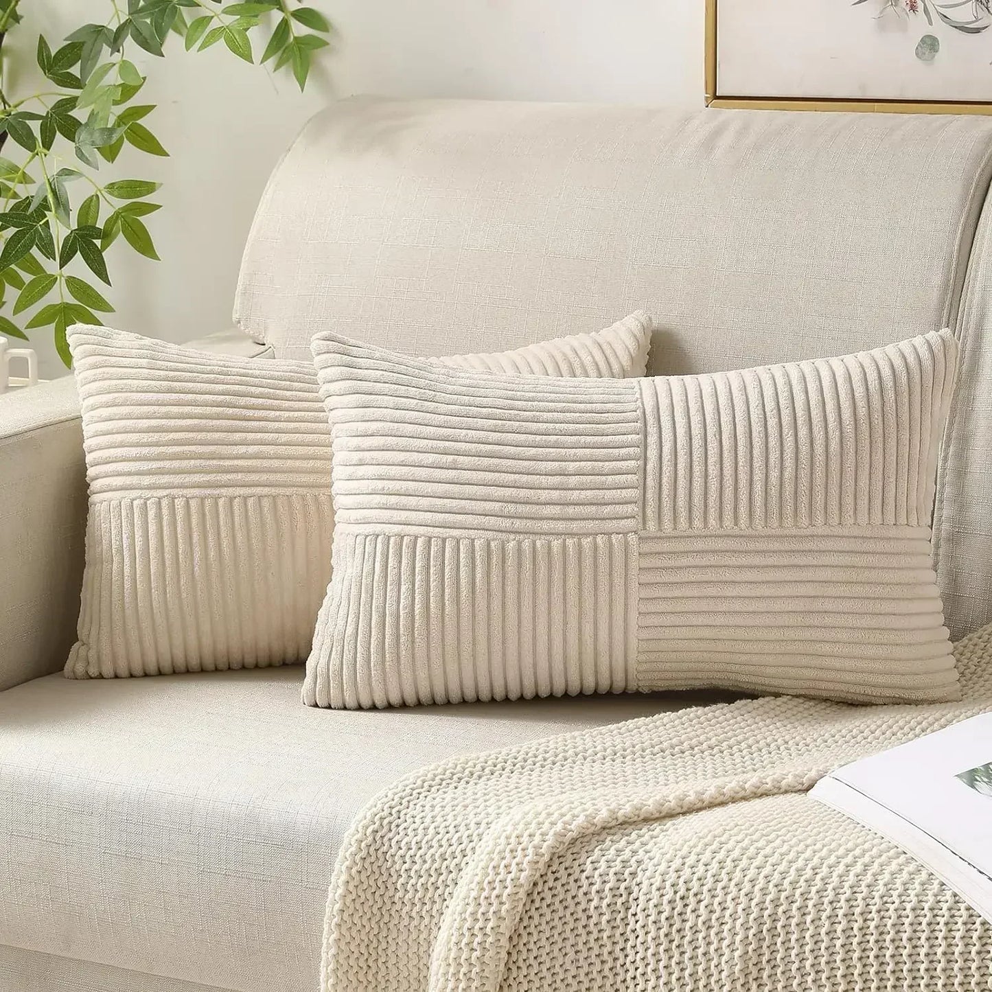 Soft Corduroy Striped Cushion Covers