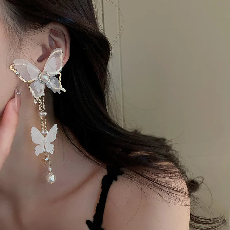Chic Black Drop Butterfly Earrings
