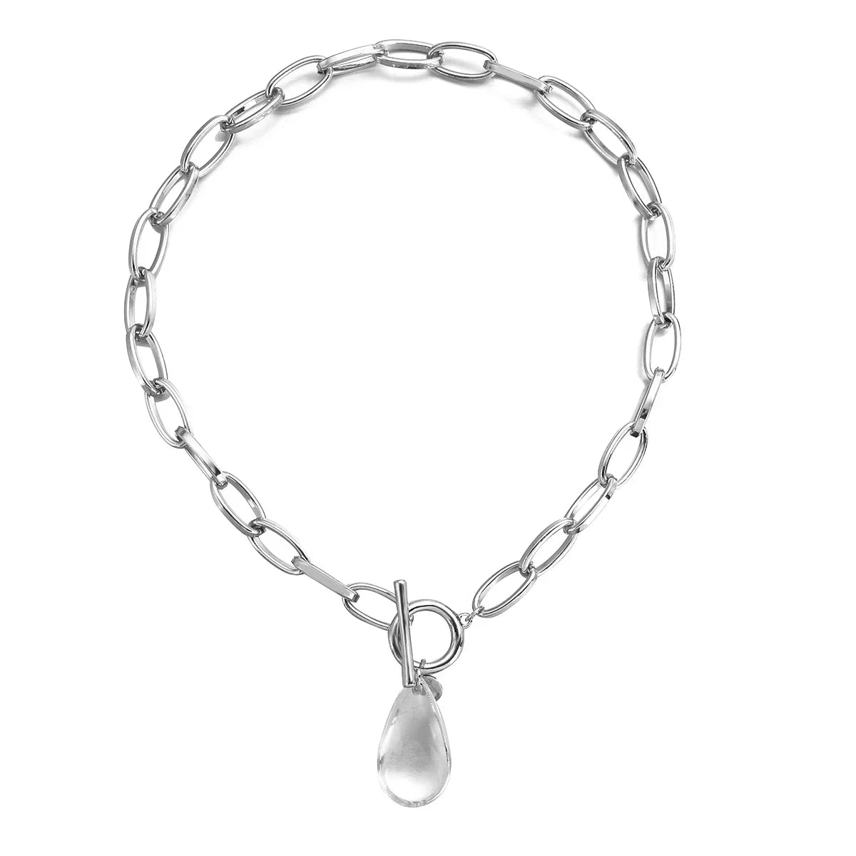 Big Crystal Drop Pendant Necklace