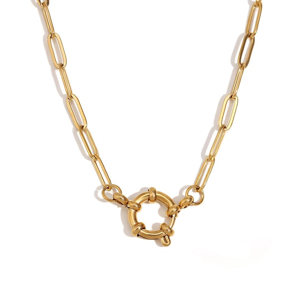 Gold Anchor Pendant Chain Necklace - Halri