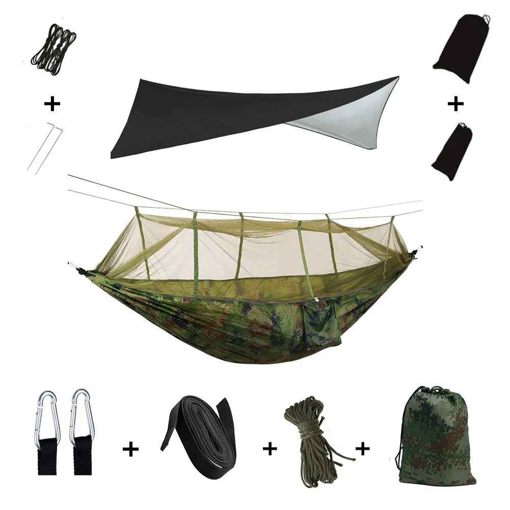 Portable Hammock with Bug Net and Rain Fly